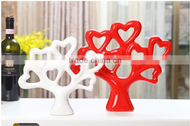 Ceramic glazed craft hot sale tree shape ceramic craft/office decration