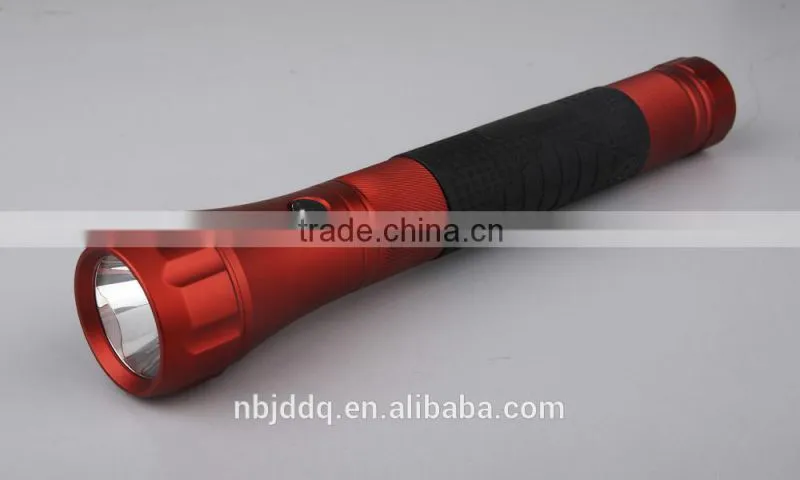 Red Led cheap aluminium poratable torch with rubber handle & high power flashlight