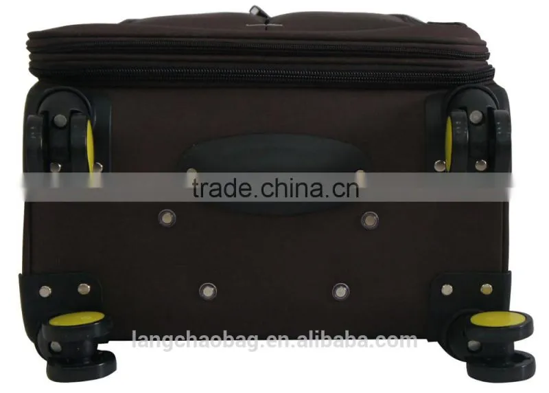 Best Quality 1680D Material Brown Built-in Trolley Travel Luggage Bags