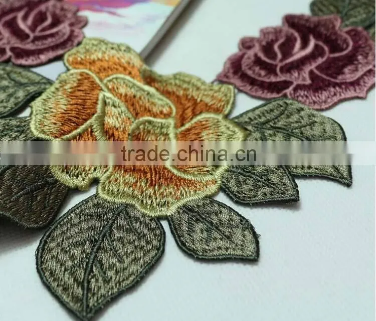 Women Multi-color E-thread Embroidery Lace Guipure Lace Collar for Tang Suit