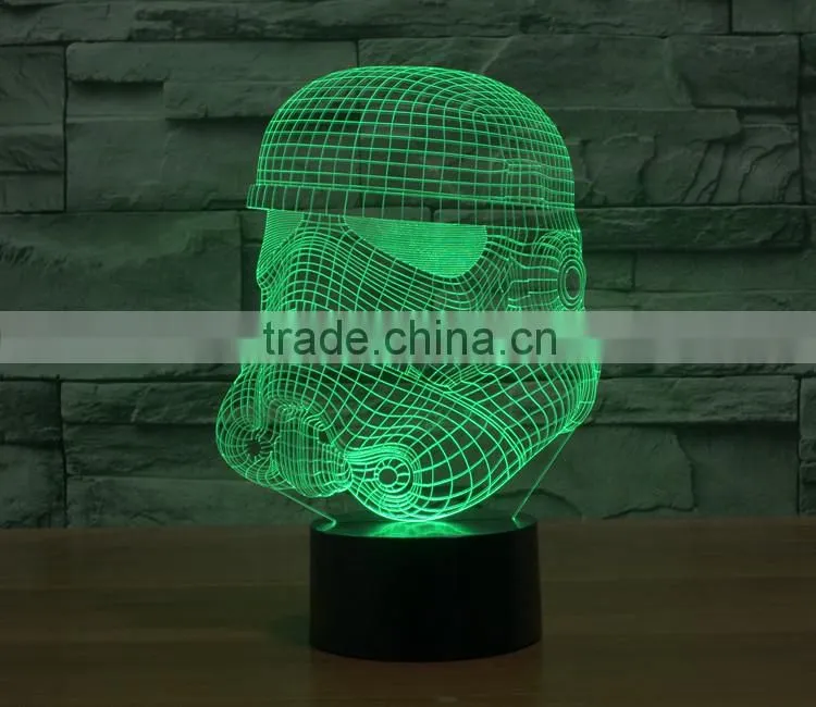White knight shape USB + battery operated 3d acrylic illusion 7 color changing night light for children led magnetic lamp
