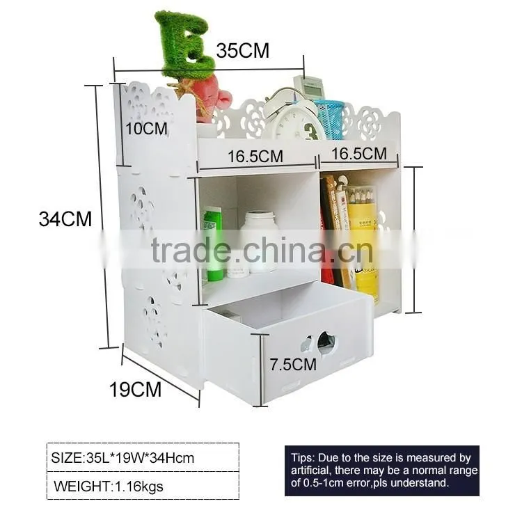 Bedroom regularly plastic book storage box with drawer
