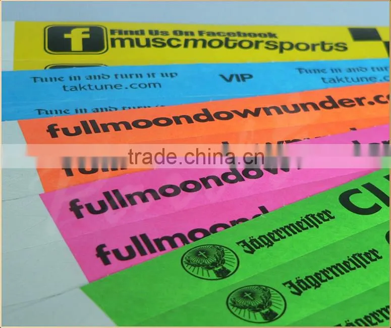Nightclub custom give away tyvek paper wristbands/bracelets