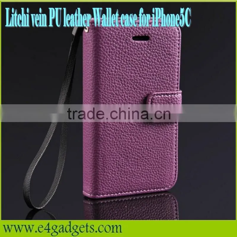 High quality Litchi Vein PU leather case for iphone5c,for iphone5c leather case