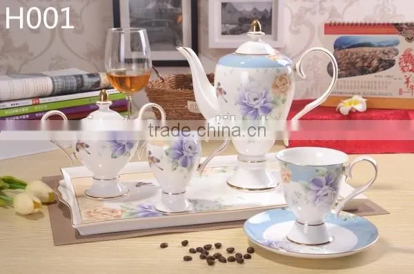 unique design green color with gold-rim bone china cup 220ml tea cup with saucer
