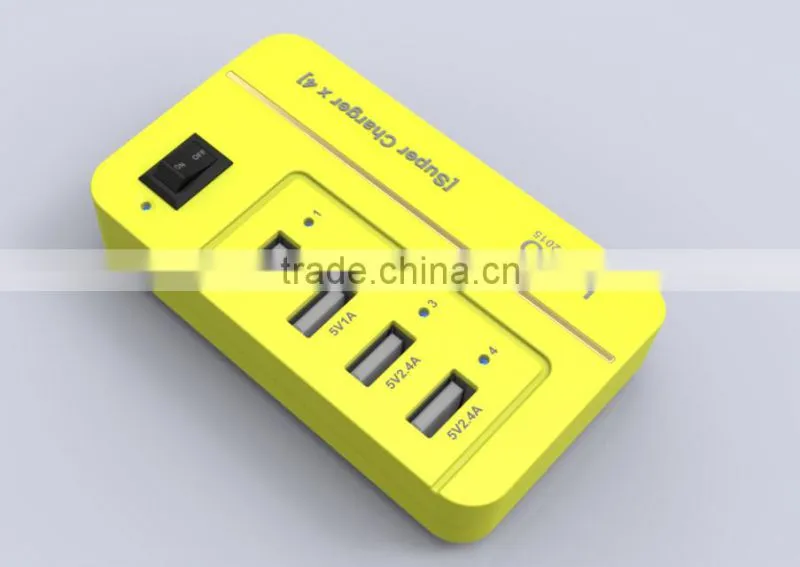 2015 NEW 20W 5V4A 4 Ports High Speed Desktop USB Wall and Travel Charger with Power IQ Technology(White)