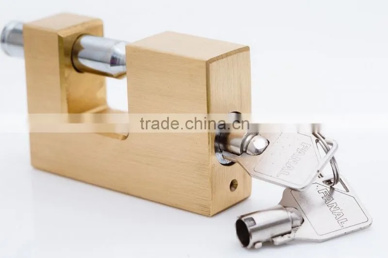 75mm Hardened shackle Tubular key brass rectangular padlock