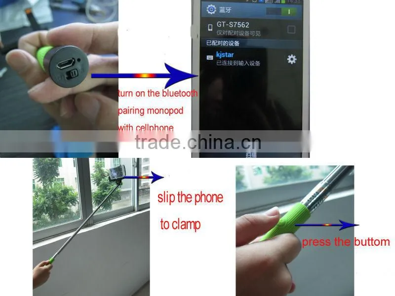 KJstar wireless monopod with universal holder for smart phone Z07-5