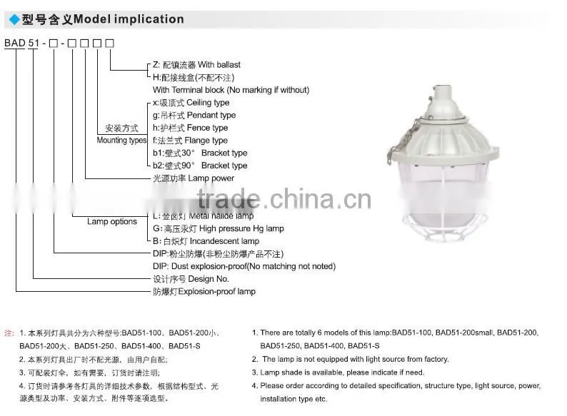 BAD51 400W flameproof explosion-proof bulb explosion proof lamp for onshore hazardous location