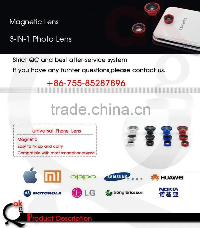 Clip 3 in 1 camera lens cover for mobile phone
