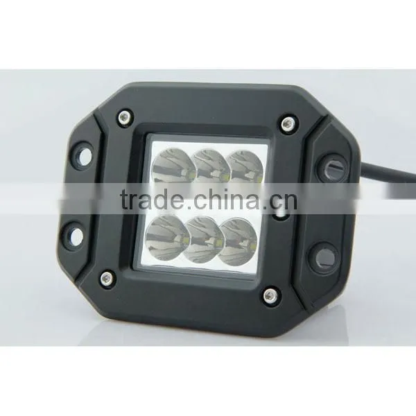 12V 24V Flush Mount 18W Led Work Light with Sopt/Flood Beam for Jeep Wrangler, SUV, Truck