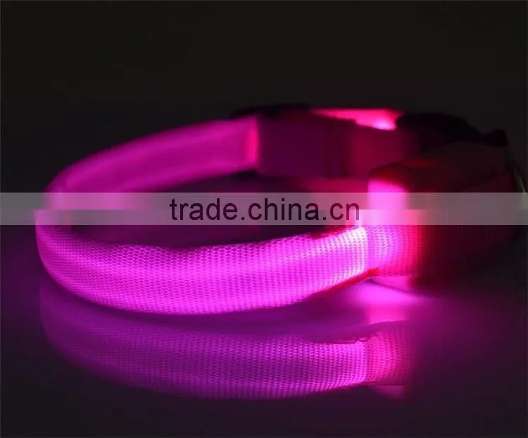 Small Scale Safety 18-28cm Pet Dog Collar LED Nylon Light-up Flashing Leash Glow for Dogs