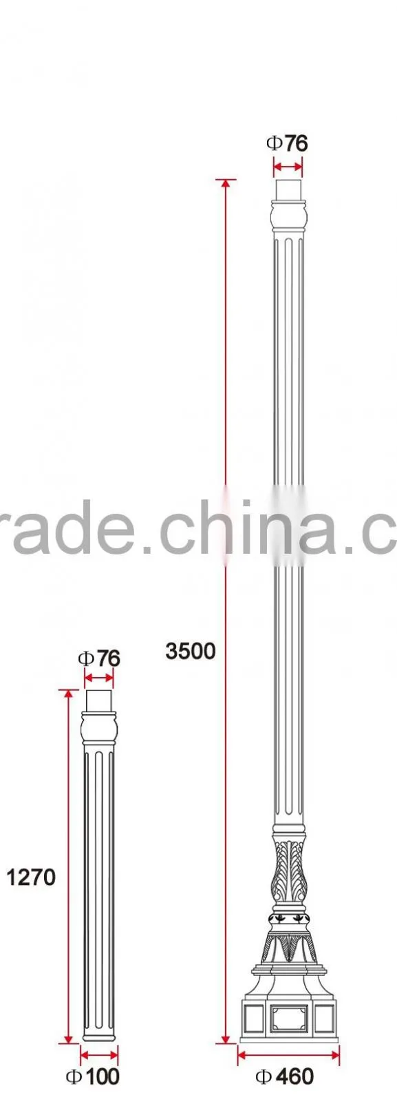B006 Aluminum Sand Casting Decorative Outdoor Lighting Poles