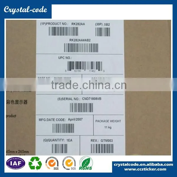 Pre-die cut OEM printed gloss white carton label for Godex barcode printers