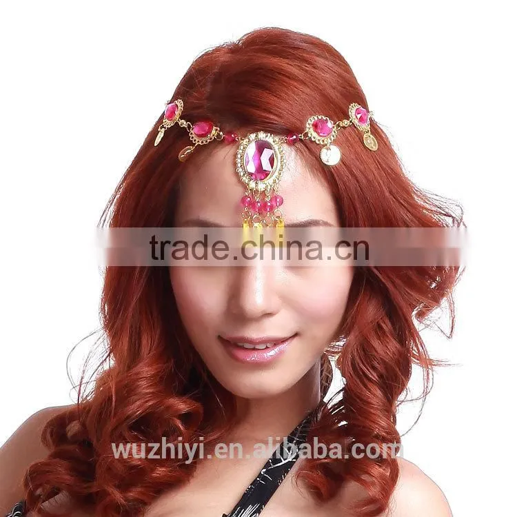 Jewelry head chain, belly dance accessory in practice/performance wear(T08)