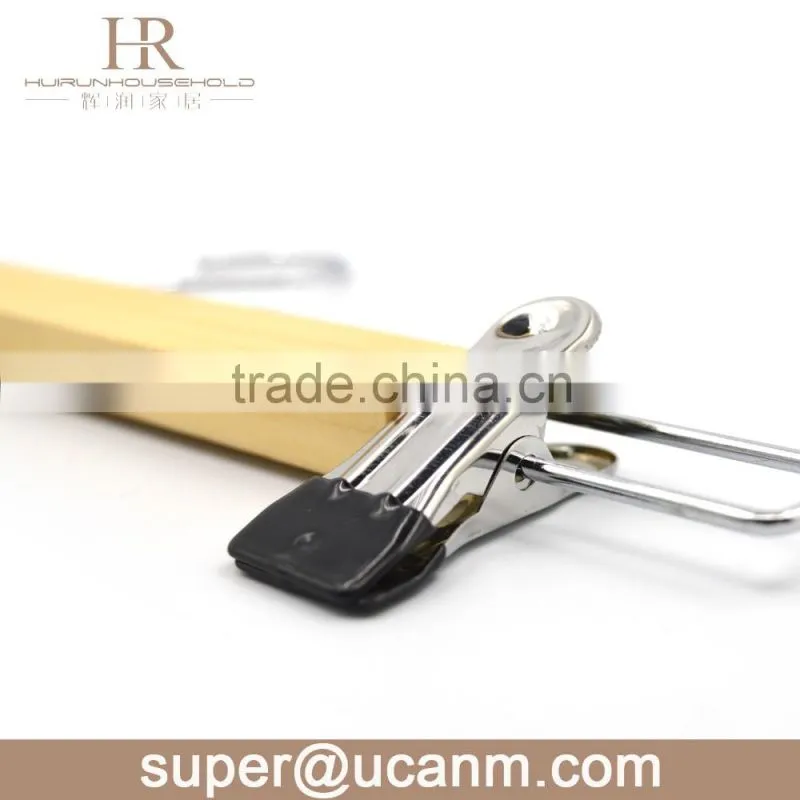 HRW-U36AN wood pant hanger with belt hook in the bottom