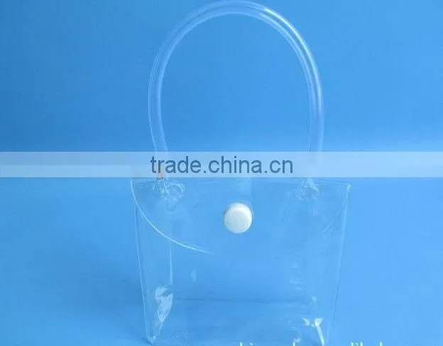 Customized mini plastic travel pocket bag with carrier handle