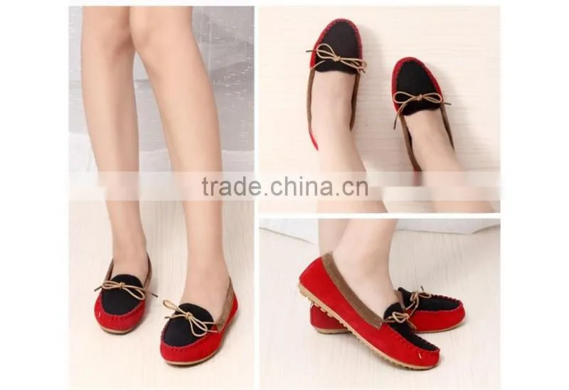 2015 NEW Spring Boat Shoes Flat Heel Round Toe Loafers Sweet Flat Four Seasons Shallow Mouth Women's Shoes 3Colors