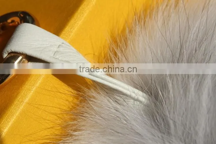 Fluffy Lovely Round 12cm Dyed Fox Fur Pompom with Keychain for Bags