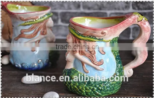 2015 new arrival ceramic mermaid mug mermaid shape