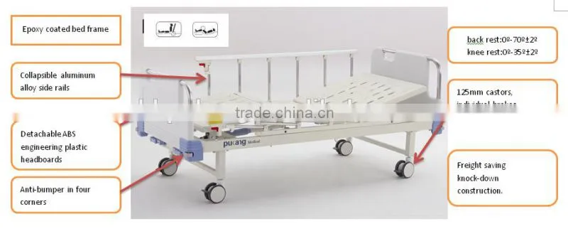 Two-function abs manual hospital bed nursing bed