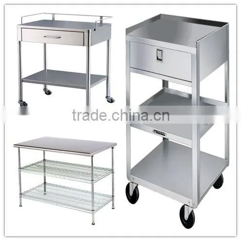 Stainless Steel Utility Table with Drawers and Wheels