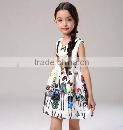 2016 kid baby love kids short dress for party cartoon printed cheap cute kids clothes girl dress