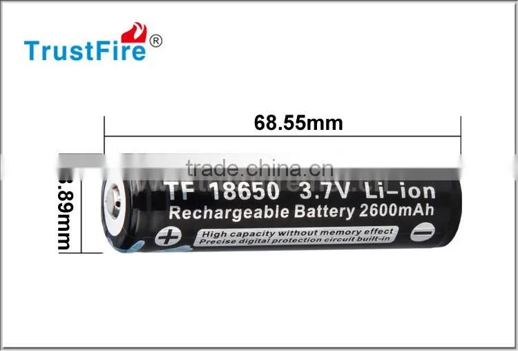 Trustfire original battery 18650 2600 mah , rechargeable battery for car or flashlight