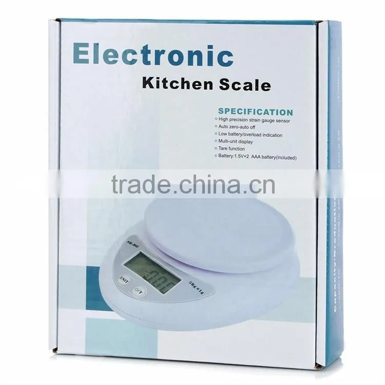 High-end food grade plastic digit 5kg/1g kitchen gram scale