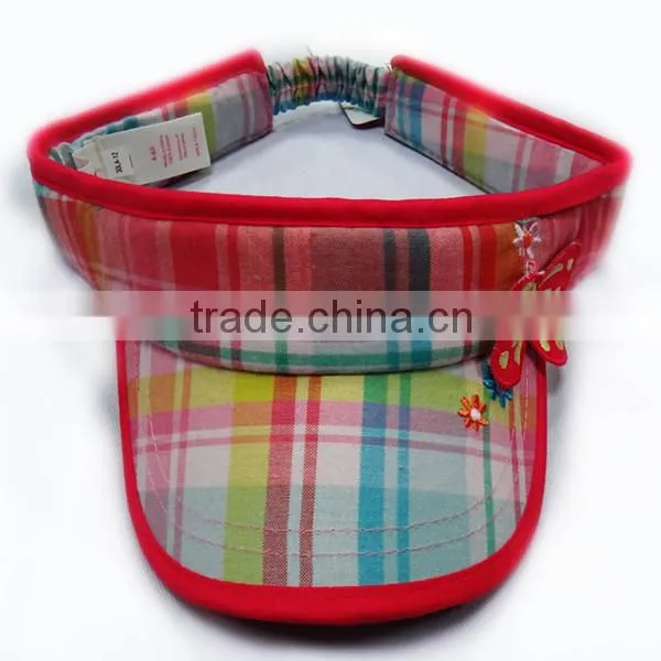 colourful uv caps cotton pvc cheap sun visor hats for women