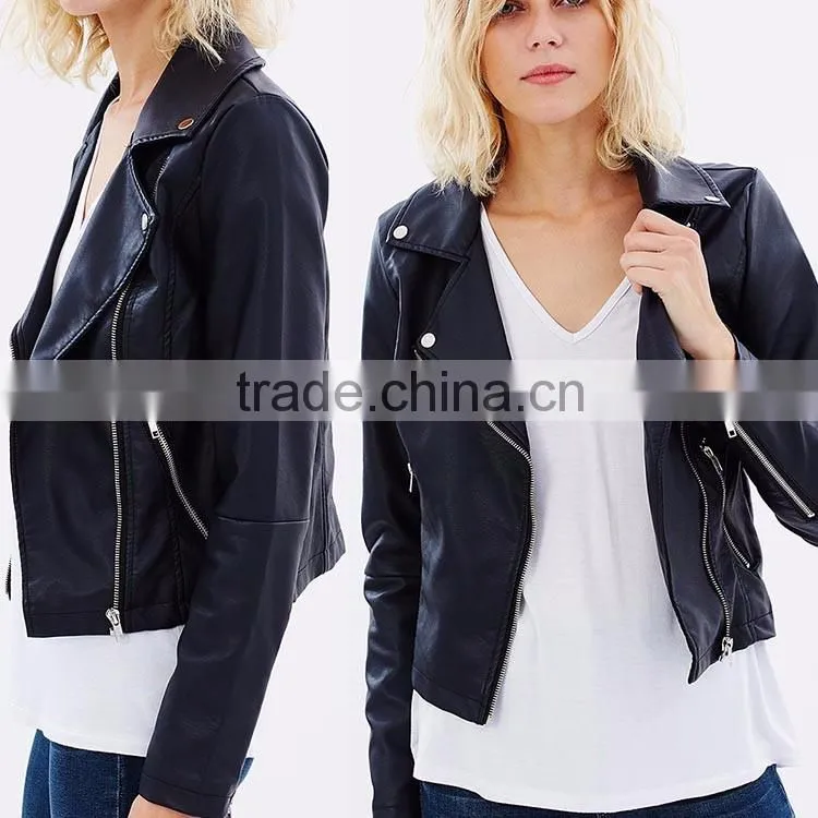 OEM wholesale Hi-end strechable Pu Custom woman fall coat jacket new clothes