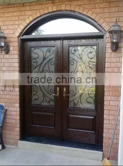 exotic arch mahogany carving wood double door in foshan