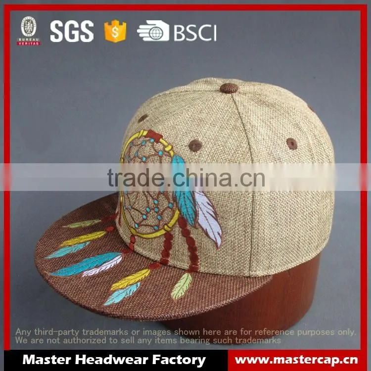 High Quility 6-Panel Falt Brim Cap with Special Front Embroidery
