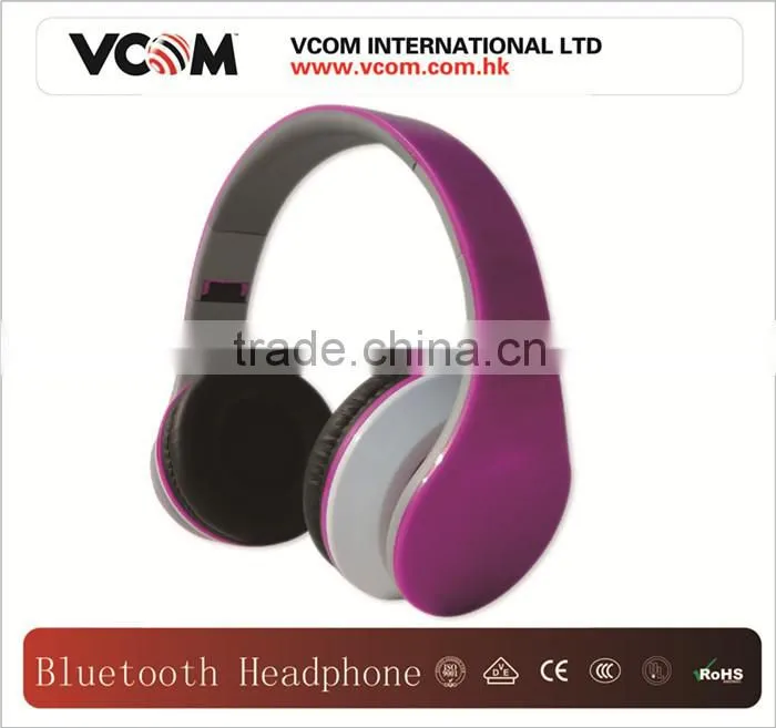 VCOM 2015 Top Selling Wireless Folding Headband Headset with SD Card