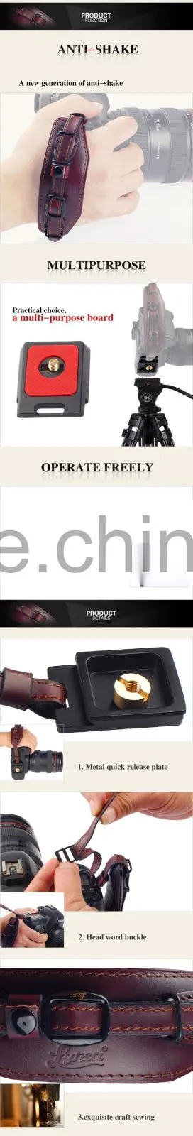 Wholesale hand made leather camera wrist strap