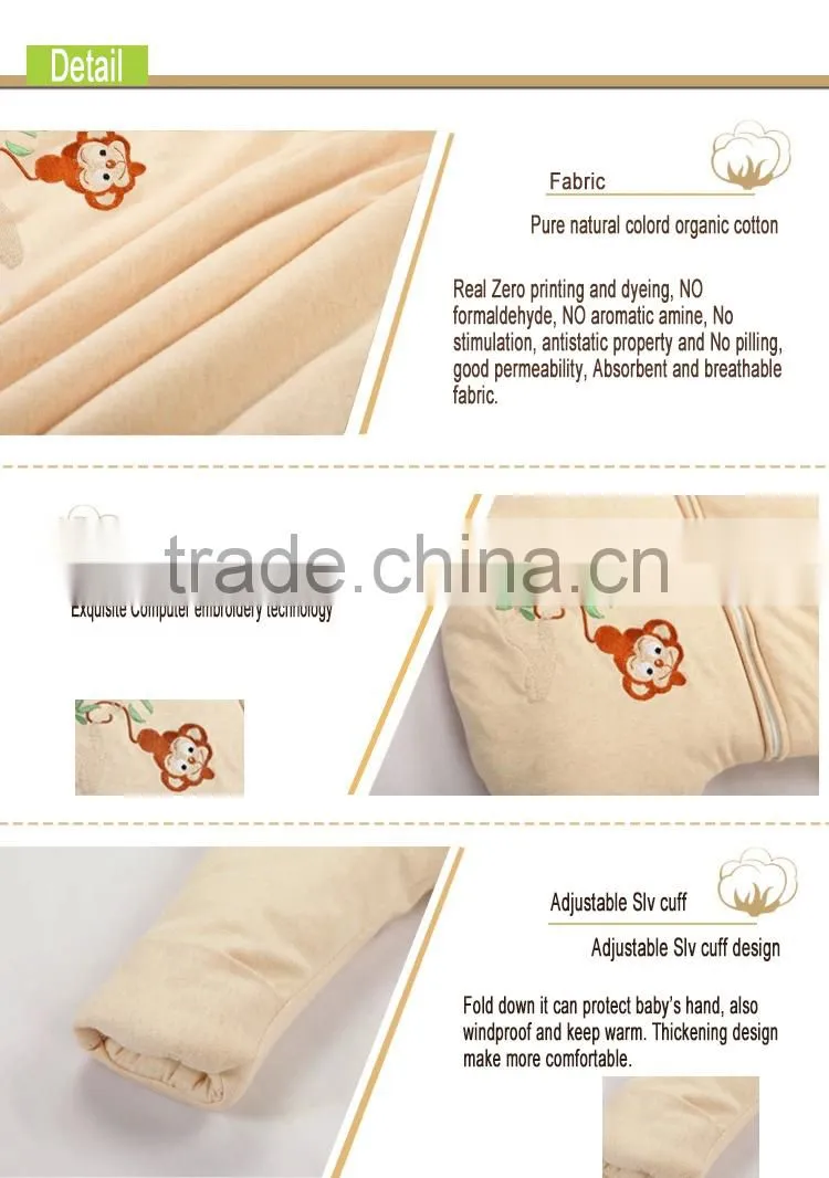 100% cotton Newborn infant baby anti kicking foot sleeping bag with Detachable sleeves for winter