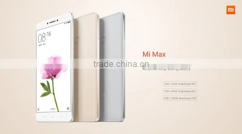 Xiaomi Max 128GB ROM 4GB RAM 6.44 inch 2.5D Arc Glass Screen Android 6.0 Qualcomm Snapdragon 652 64bit 1.8GHz Octa Core