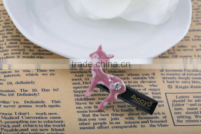 Colored sika deer decoration hair slide handmade metal clip kids rhinestone plain hair clip