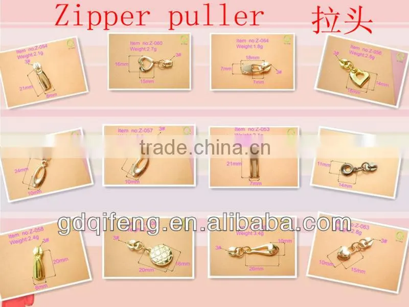 2013 new products metal plates fro bags stock market zip slider q-3067