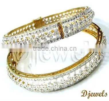 Ladies Diamond Gold Bangles, Stylish Diamond Gold Bangles, Diamond Jewelry
