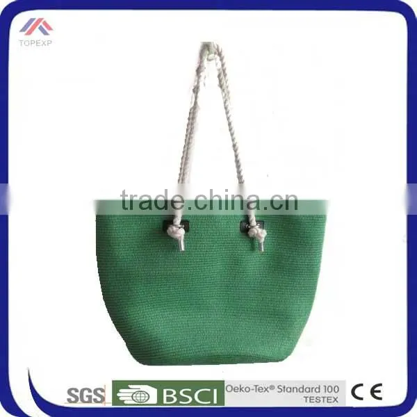 Solid Color Denim Shoulder Bag With White Rope