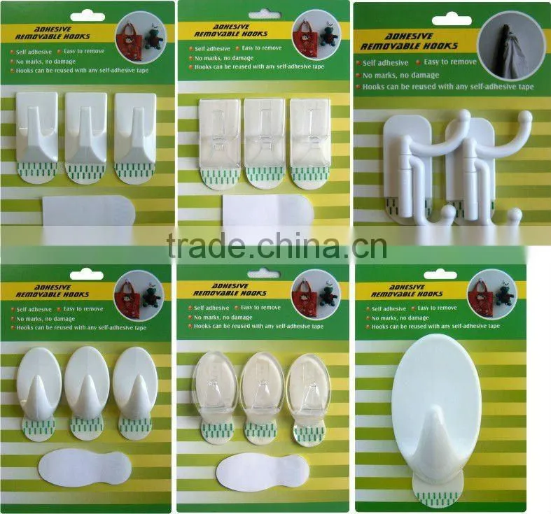 Self adhesive plastic small hooks, decortive hooks