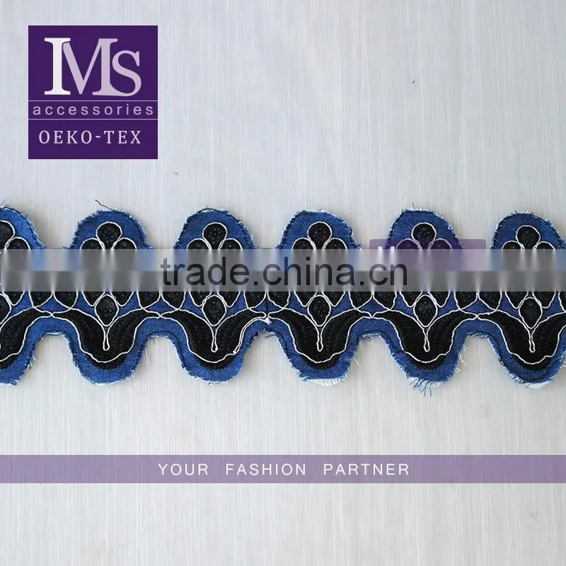 Garment decoration 4cm white net embroidery lace trim on wholesale