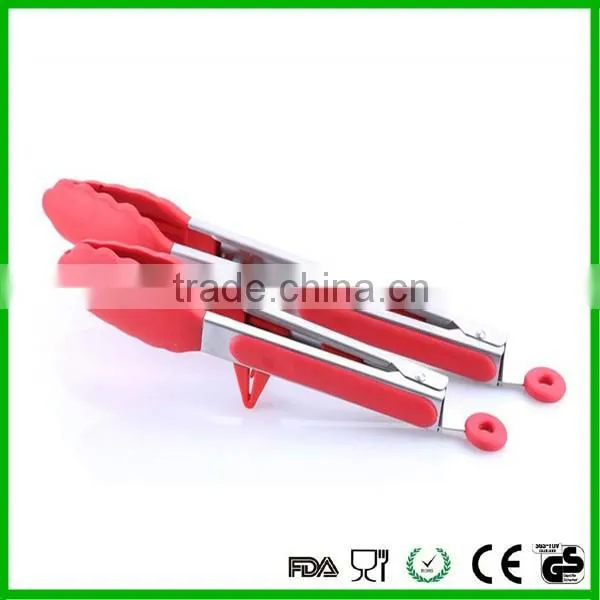 Black/ red handle Food Tongs for Cooking, BBQ Grill