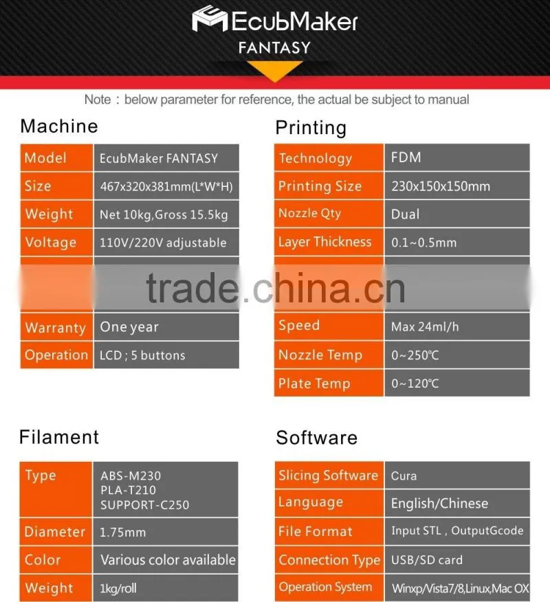 230x150x150mm Printing Size FANTASY Desktop 3D Printer Kit Machine Price FDM Dual Extruder Works with ABS and PLA