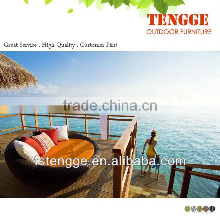 2014 Hot Sale Outdoor Rattan Round Sun Bed