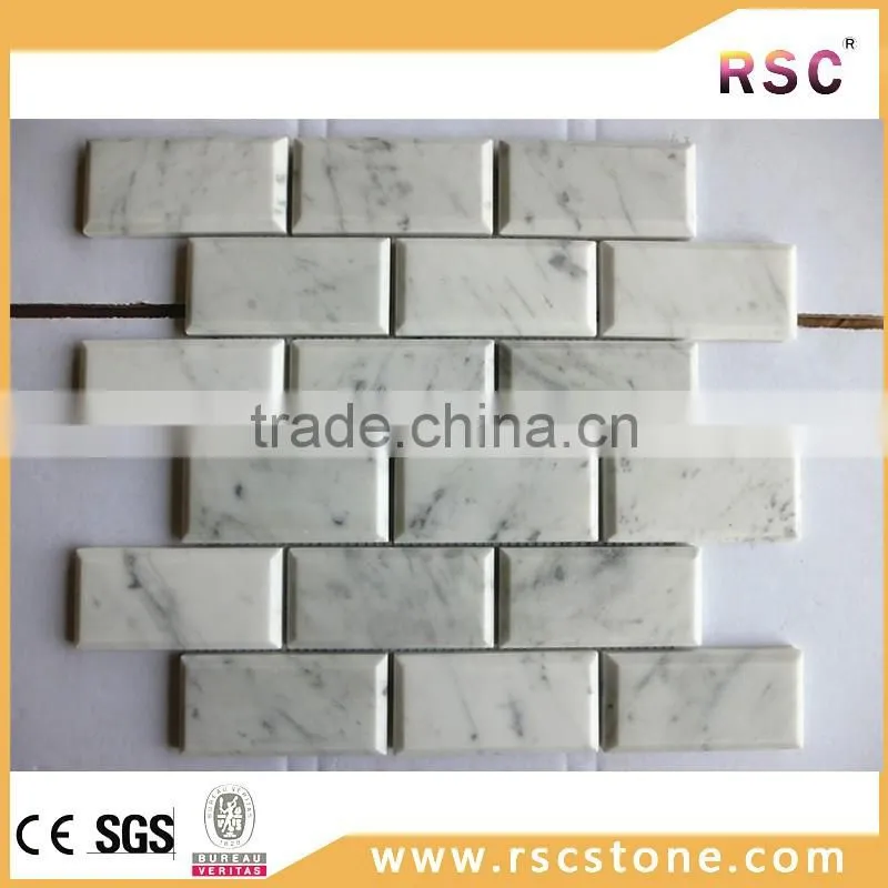 Carrara marble mosaic tiles on mesh