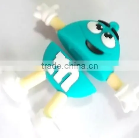 custom creative usb flash drive shell PVC soft plastic usb stick Cute cartoon M beans little U disk shell