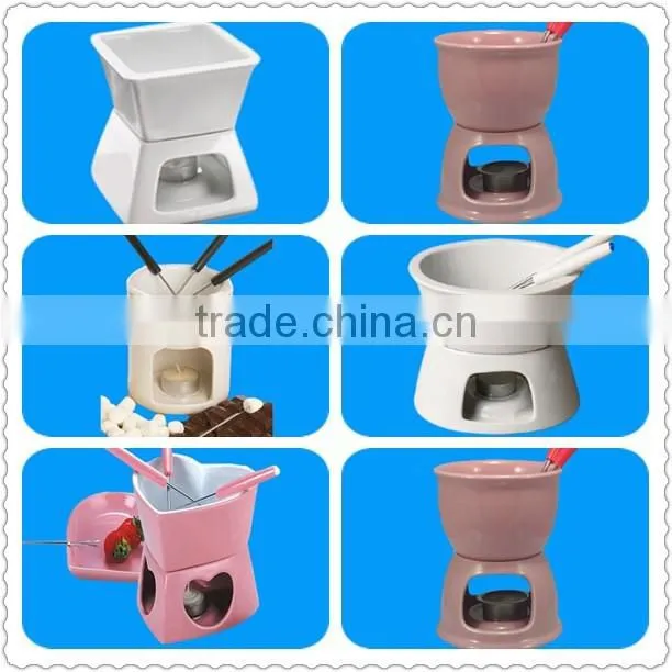 Brown Ceramic Candle Mini Chocolate Fondue Set