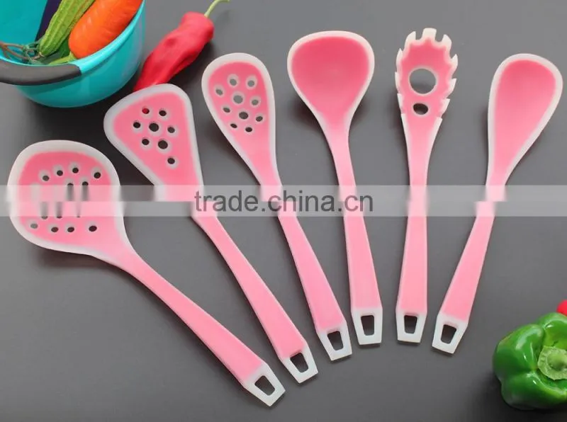 CK-3124 High quality non-stick 6pcs gadget silicone kitchen cooking tools set nylon kitchen utensil set with PP handle